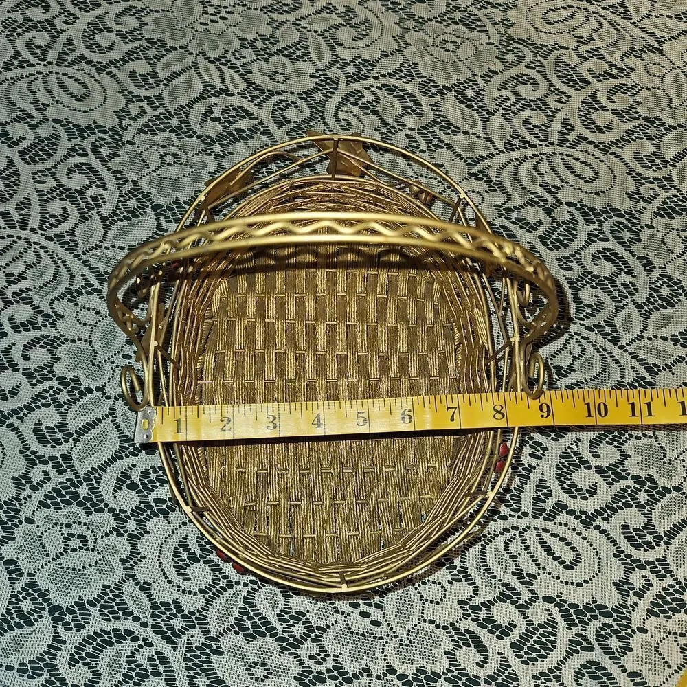 Gold Woven Metal Holiday Basket Decor